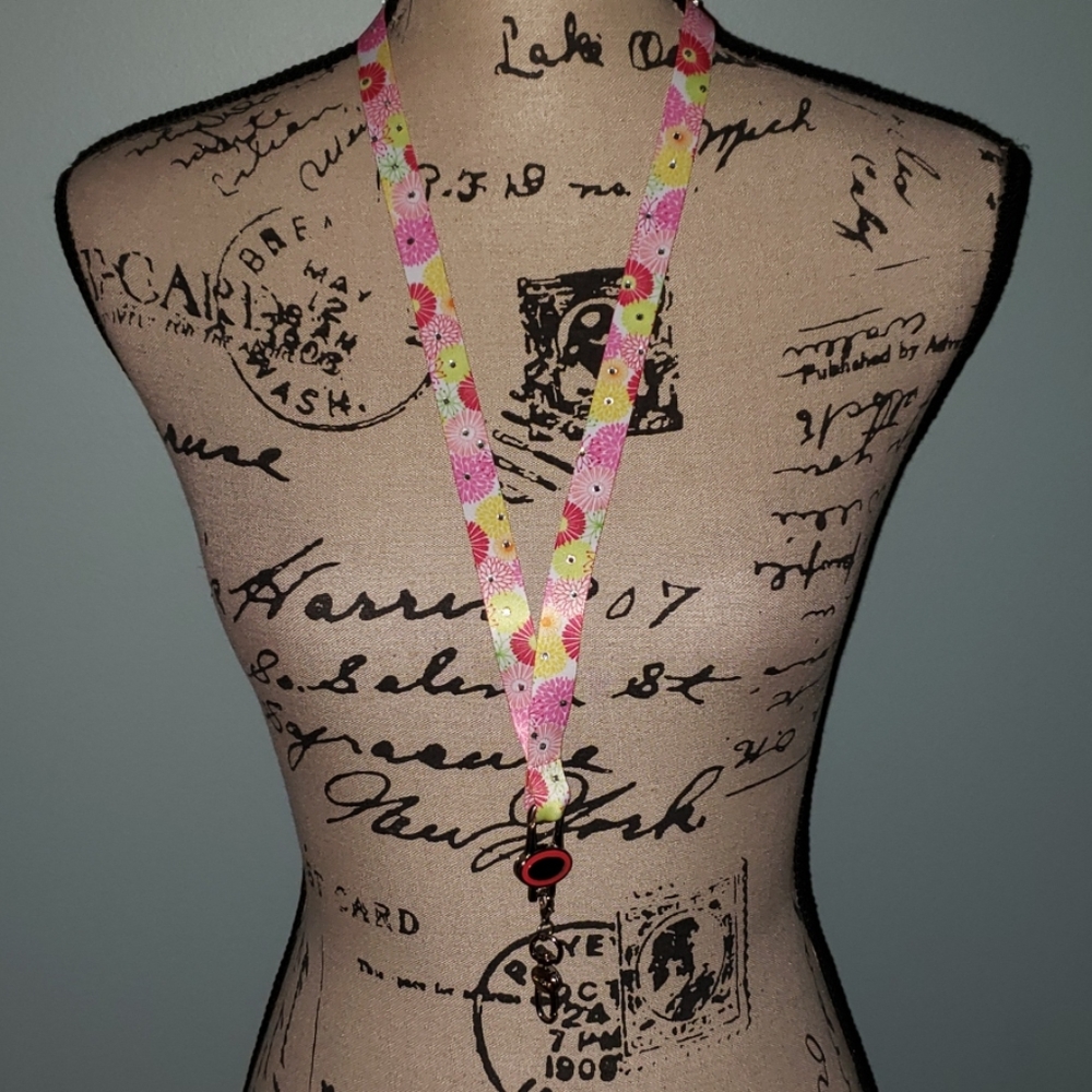 New Boojee Twiggy Ribbon Floral Bling Lanyard